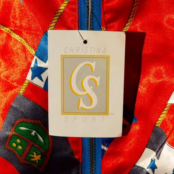 Vintage 90's Christina Sport Long Sleeve Zip Up. Nautical Jacket, Unisex, Red - Picture 8 of 8